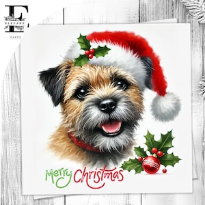 Carte de Noël de chien de pensionnaire de terrier, chien mignon de carte d'animal familier coiffé d'un bonnet de Noel. Amoureux des chiens, lui, elle, choisissez de personnaliser l'achat en gros 6 x 6 8 x 8,6 5 x 5.