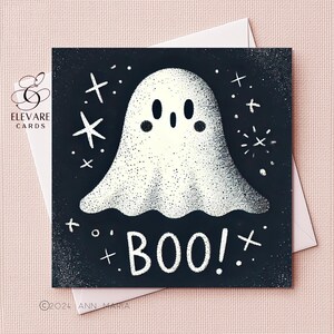 Halloween schattig spookje, schattigste kleine boe-geroep eigenzinnige, grillige, funky wenskaart | Posterafdruk | 6 x 6 8 x 8 inch | Luxe hoogwaardige glans