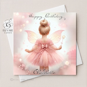 Ballett Fee Geburtstagskarte für Kleinkind | Plakat. Wählen Sie die Haarfarbe. Tochter, Schwester. 6x6, 8x8" | Glossy Finish Deluxe High Grade 420gsm