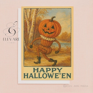 Lanterna di Halloween vintage / Arte retrò inquietante, eccentrica, bizzarra, biglietto d'auguri / stampa poster / formato A5 A4 / qualità lucida deluxe
