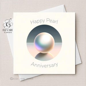 Parel Jubileum 30e verjaardag Trouwkaart | Gepersonaliseerde pasbare kaart | Vierkant 6 x 6 8 x 8" glanzend luxe hoge kwaliteit 420 gsm
