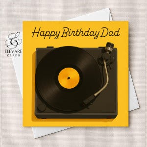 LP Record vintage anniversaire/carte de fête des pères. Carte personnalisée pour mari, lui, père, fils, petit-fils, partenaire - Square haute qualité. 6 x 6 - 8 x 8 po.