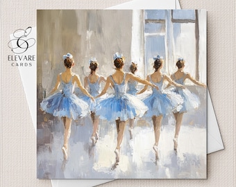 Ballerinas Ballet. The Blue Tutu Ballerina Dancers, Blank Card | Poster Print | Personalised Option. Quality Deluxe 6x6, 8x8, Bulk Buy 6x5x5