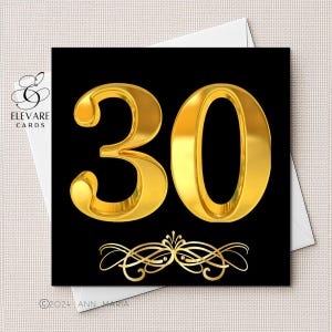 Cartão de aniversário personalizado | Homem ou mulher de 30 anos | Acabamento composto e brilhante, escolha de designs vibrantes e alegres para o aniversário de 30 anos