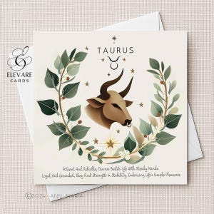 Segno zodiacale del Toro, oroscopo e poesia, cartolina/poster/dal 20 aprile al 20 maggio/5x5 6x6 8x8" di alta qualità, carta lucida deluxe da 420 g/m²