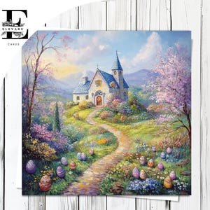 Eine Ostereiersuche - Frühlingsblumen Für die Osterzeit | Religiöse spirituelle Karte & Poster | Glossy Finish Deluxe High Grade 420gsm