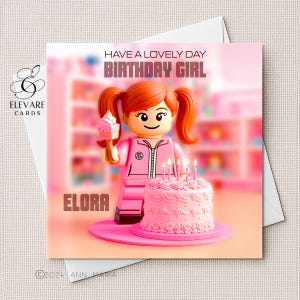 Carte d'anniversaire pour jeune fille, 4, 5, 6, 7, 8, 9, 10 ans | affiche | vectorielle | Personnalisé, fille, petite-fille, soeur de haute qualité 6 x 6 8 x 8 po.