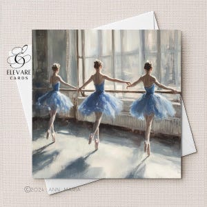 Ballerina's Balletles The Ballerina Dancers, blanco kaart | Posterafdruk | Gepersonaliseerde optie. Kwaliteit Deluxe 6 x 6, 8 x 8, bulk kopen: 6 x 5 x 5