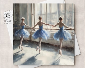 Ballerinas Ballet Lesson The Ballerina Dancers, Blank Card | Poster Print | Personalised Option. Quality Deluxe 6x6, 8x8, Bulk Buy 6x5x5