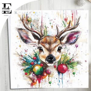 Rentier Weihnachtskarte, frohe Weihnachten Mama, Papa, Schwester, Nan, Nichte usw. Wählen Sie zum Personalisieren Front & Innere Karte 6x6 8x8,6 5x5 SAVE Masse