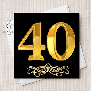 Biglietto di auguri di compleanno personalizzato / Uomo o donna di 40 anni / Composto, finitura lucida, scelta di design vivaci e allegri per il 40° compleanno