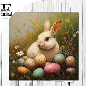 Osterei-Häschen, Frühling Karte | Osterhasen mit Ostereiern - Personalisierte - Lustige Karte/Poster, | Glossy Finish Deluxe High Grade 420g/m²