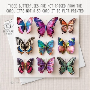 Présentoir de la collection Butterfly, 9 papillons colorés | de voeux | Affiche imprimée | Options personnalisées | Haute qualité 5 x 5 6 x 6 8 x 8 pouces