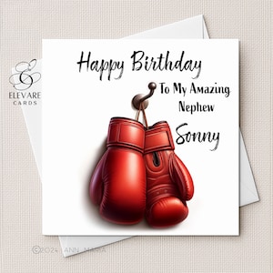Carte d'anniversaire personnalisée BOXE pour homme, pour lui / son père, son fils, son partenaire - Art impressionniste d'un BOXEUR sportif, finition brillante, jour spécial