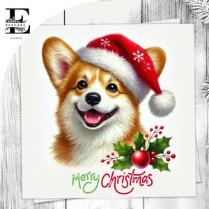 Een kerstkaart voor een corgi-hond, een leuke huisdierenkaart, een kerstmuts op. Voor alle hondenliefhebbers: voor hem of haar. Kies om aan te passen 6 x 6 8 x 8,6 5 x 5 In bulk kopen.