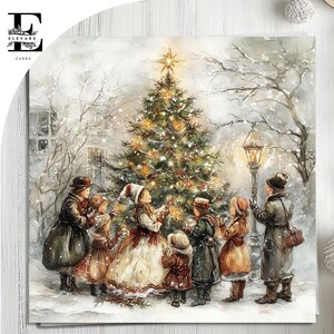 Biglietto di Natale con albero di Natale vittoriano, Buon Natale Nan, mamma, sorella Scegli di personalizzare, Fronte, Biglietto interno 6x6 8x8,6 5x5 RISPARMIA Acquista