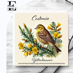 Goldhammer-Vogelmalerei von Großbritannien, Waldwildvogel-Geburtstags-Gruß-Karte mit Vers. Wählen Sie 6x6 8x8 "Glos Finish Deluxe Top Grade 420gsm