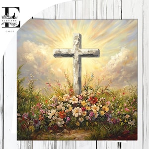 Religiöses Osterkreuz, Auferstehung Osterzeit | Personalisierte Karte & Poster | Glossy Finish Deluxe High Grade 420gsm