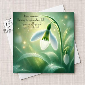 Il fiore di bucaneve rappresentazione eterea di nuovi inizi. Nascita di gennaio, biglietto di compleanno personalizzato, biglietto deluxe di alta qualità 6x6 8x8,6 5x5