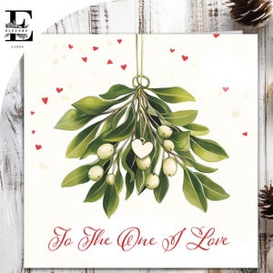 Misletow Christmas Card, Buon Natale mamma e papà, coppie. Scegli di personalizzare la parte anteriore e interna della carta 6x6 8x8,6 5x5 RISPARMIA Acquisto all'ingrosso