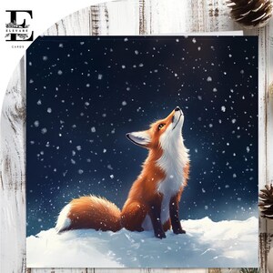 Rotfuchs im Winter, Weihnachtskarte, Mama und Papa, Frau Mann, Verlobte. Wählen Sie Personalise, Front & Inner Card 6x6 8x8,6 5x5 SAVE Massenkauf