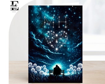 CONSTELLATION Stars Art card, Anniversary, Special Occassion | Add Initials, Wife, Husband, Partner | Glossy Finish Deluxe High Grade 420gsm