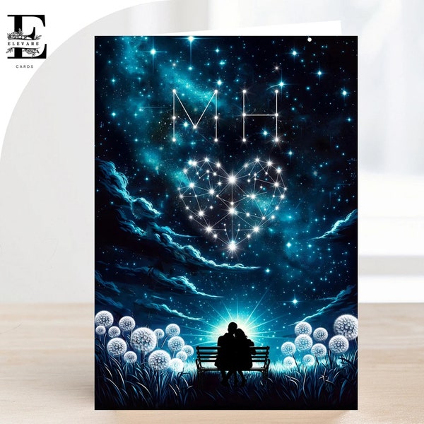 CONSTELLATION Stars Art card, Anniversary, Special Occassion | Add Initials, Wife, Husband, Partner | Glossy Finish Deluxe High Grade 420gsm