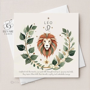Segno zodiacale Leone, oroscopo e poesia, cartolina/poster/23 luglio e 22 agosto/5x5 6x6 8x8" di alta qualità, carta lucida deluxe da 420 g/m²