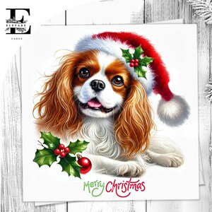 Een kerstkaart voor een cocker-spaniël, leuke kaart voor huisdieren, met een kerstmuts op. Voor hondenliefhebbers. Haar hem. Kies om aan te passen 6 x 6 8 x 8,6 5 x 5 In bulk kopen.