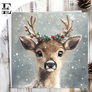 Weihnachtsren-Weihnachtskarte, frohe Weihnachten, Schwester, Nan, Nichte usw. Wählen Sie, um Front- und Innere-Karte 6x6 8x8,6 5x5 zu personalisieren