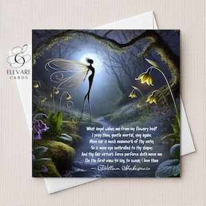 Sogno di una notte di mezza estate / La regina delle fate Titania si risveglia, Arte shakespeariana, Poesia - Cartolina o poster, / Finitura lucida Deluxe High Grade 420gsm
