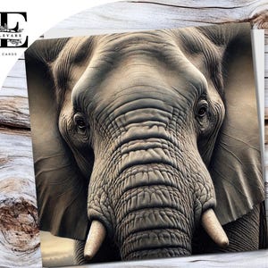 Ritratto di elefante. Biglietto vuoto per ogni occasione. Può essere personalizzato, arte per tutti gli amanti degli elefanti, lui e lei. Qualsiasi età. Dimensioni 6x6 8x8,6 5x5 Bulk