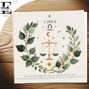 Waage Sternzeichen Konstellation Horoskop Karte, Bruder, Schwester Nichte, Neffe, Papa Mama, Wählen 6x6 8x8 "Hochglanz Finish Deluxe Top Grade 420gsm