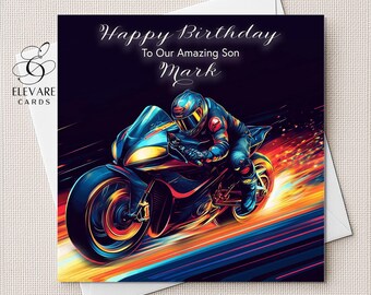 SUPER BIKE Birthday Card Fast Racing Motorbike for Men, Dad Son Brother Grandad, Choose!  6x6" 8x8" | Glossy Finish Deluxe High Grade 420gsm