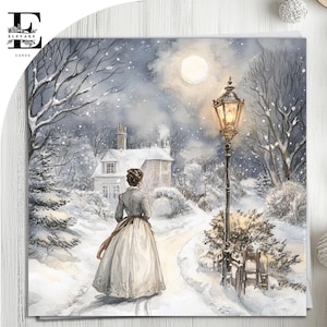 Jane Austen, biglietto di Natale edoardiano, buon Natale nonna, mamma, sorella scegli di personalizzare, fronte, biglietto interno 6x6 8x8,6 5x5 RISPARMIA Acquista