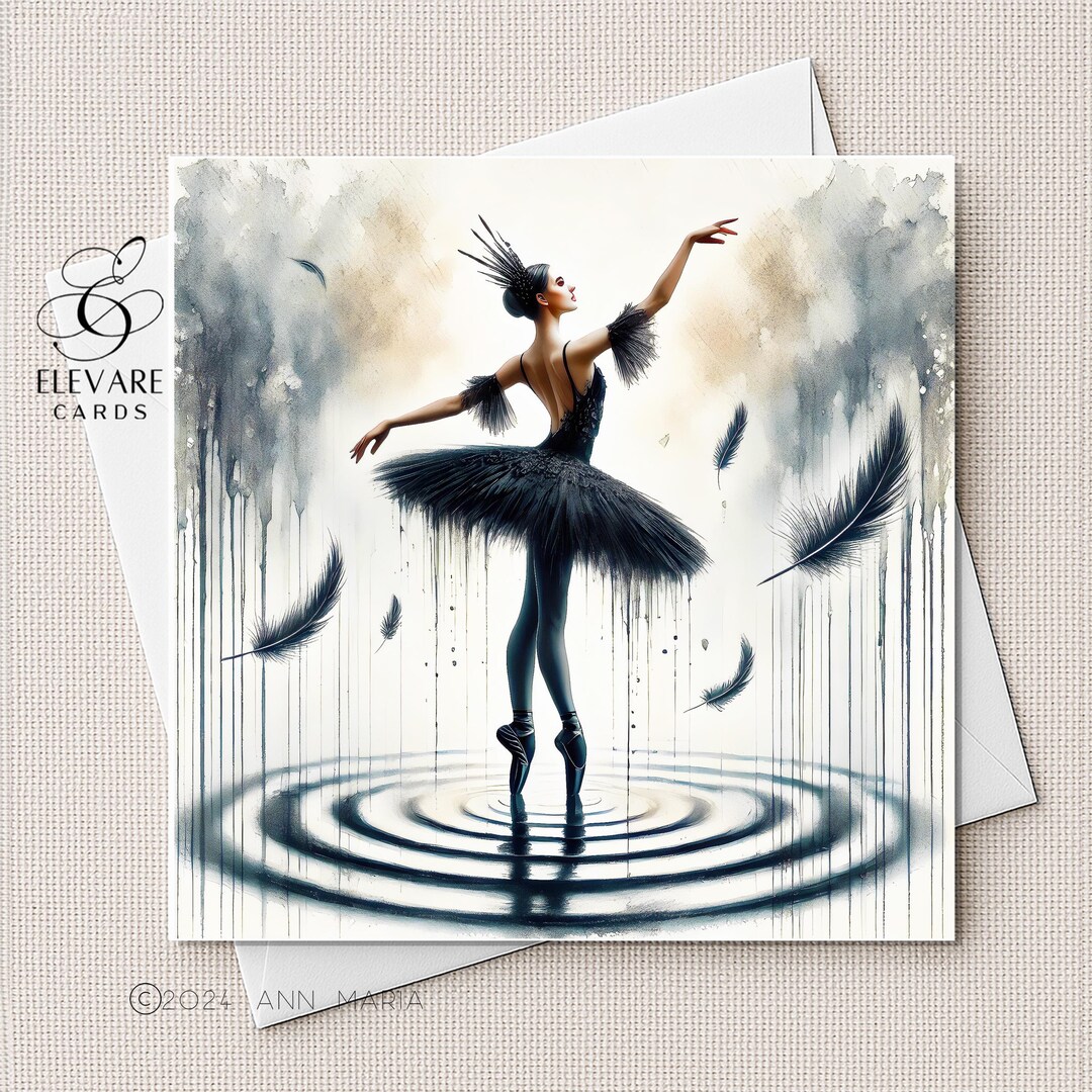 Swan Lake Ballet. the Black Swan Odile Ballerina, Blank Card | Poster ...