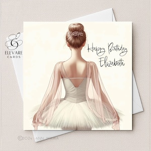 Danseuse de ballet, jeune fille, carte d'anniversaire personnalisée | Poster Petite-fille, fille, soeur. Finition de luxe haute finition 6 x 6/8 x 8 po. 420 g/m²