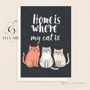 NOVA CASA personalizada, Lar é onde meu gato está. Mudança de casa, Cartão de felicitações engraçado. Tamanho A5 Acabamento brilhante Deluxe High Grade 420gsm