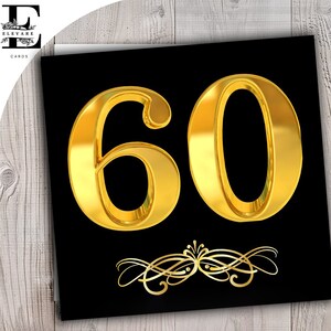 Gepersonaliseerde verjaardagskaart, voor een 60-jarige man of vrouw: samengesteld, glanzende afwerking, helder en vrolijk ontwerp voor 60e verjaardag