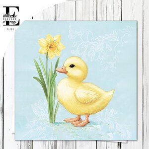 Ostern Frühling Küken Karte | Küken mit Narzissen-Blumen personalisierte Spaß-Karte/Poster | Glossy Finish Deluxe High Grade Karte & Poster 420gsm