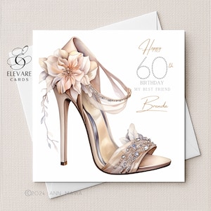 d'anniversaire personnalisée de luxe | Poster, superbes chaussures à talons hauts, très élégant, brillant de voeux glamour de luxe 420 g/m², tailles 6 x 6 - 8 x 8