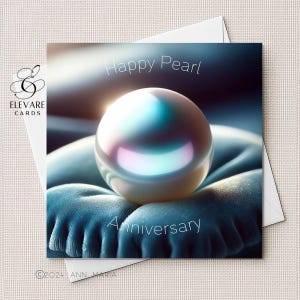 Parel Jubileum 30e verjaardag Trouwkaart | Gepersonaliseerde pasbare kaart | Vierkant 6 x 6 8 x 8" glanzend luxe hoge kwaliteit 420 gsm