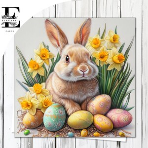 Osterei-Häschen, Frühling Karte | Osterhasen mit Ostereiern - Personalisierte - Lustige Karte/Poster, | Glossy Finish Deluxe High Grade 420g/m²