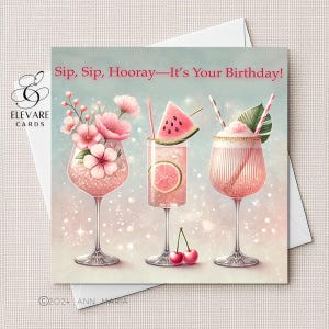 Biglietto d'auguri per feste - Stampa poster / Cocktail Spritz. Auguri di compleanno personalizzati. Lui - Lei / Carta di alta qualità deluxe 420 g/m² 13x13 cm 15x15 cm 20x20 cm