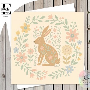Lepre marzolina scandinava, carta e poster / Arte popolare per la parete della cameretta dei bambini / Decorazione per bambini / Perfetto per la cameretta dei bambini o la cameretta dei bambini, biglietti di qualità incorniciabili