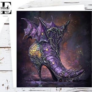Gothic Dekoriert Hexen Schuh Dark Halloween Impression Malerei Blank Geburtstagskarte 15x15 8x8 "Hochglanz Deluxe Grade 420gsm Kann Anpassen