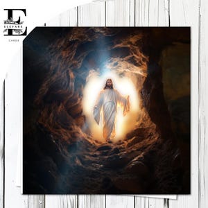 Ostern, Jesus Auferstehung aus dem Grab | Osterzeit, religiös spirituelle Karte & Poster | Glossy Finish Deluxe High Grade 420gsm