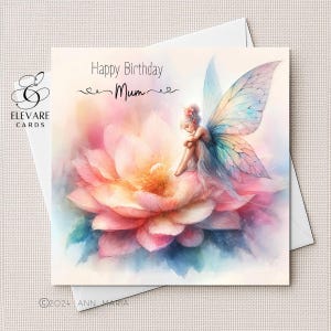 Personalisierte Blumenfee Karte | Mama, Mutter, Tochter, Freundin, Oma Schwester | 6x6"oder 8x8" | Glänzendes Finish High Quality Deluxe Grade 420gsm