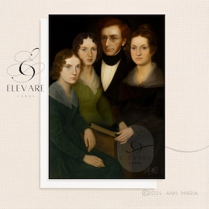 Las hermanas Brontë unidas / Tarjeta / Póster. Branwell restaurado: Una obra de arte reimaginada del retrato original de las Brontë por Branwell Brontë