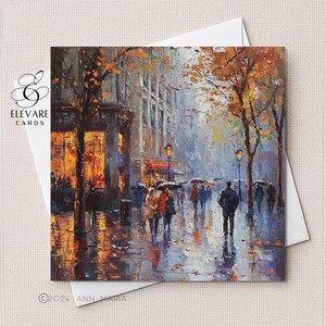 Un jour humide et pluvieux dans l'art impressionniste de la ville de Londres | Affiche imprimée | Papier cartonné haute qualité | Options personnalisées. 5x5 6x6 8x8"
